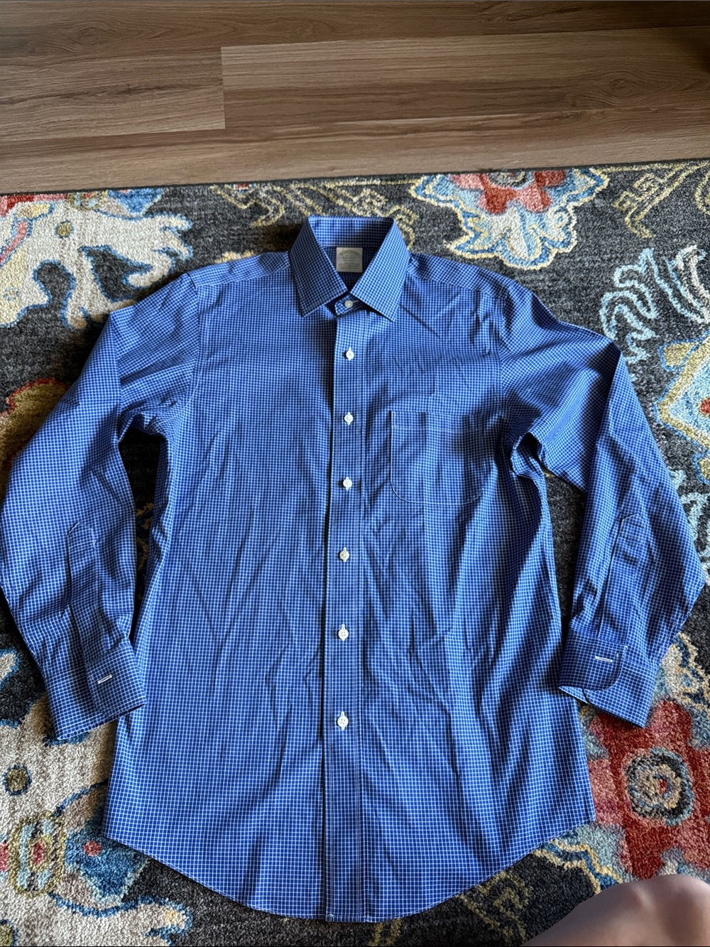 Brooks Brothers Blue Micro-Check Dress Shirt